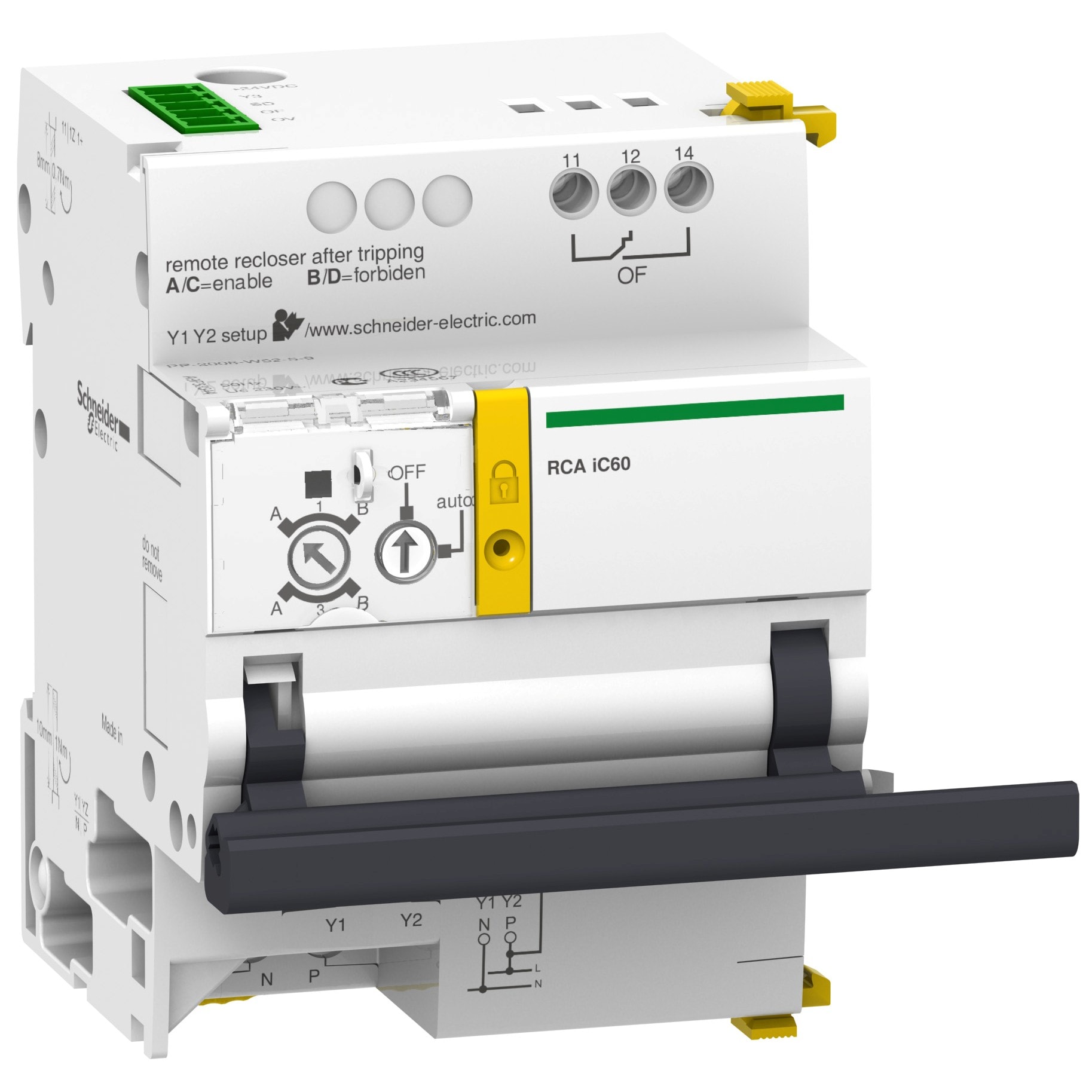 Schneider Electric - Acti9, RCA télécommande pour disj iC60 1P, 1P+N, 2P avec interface Ti24 230VCA
