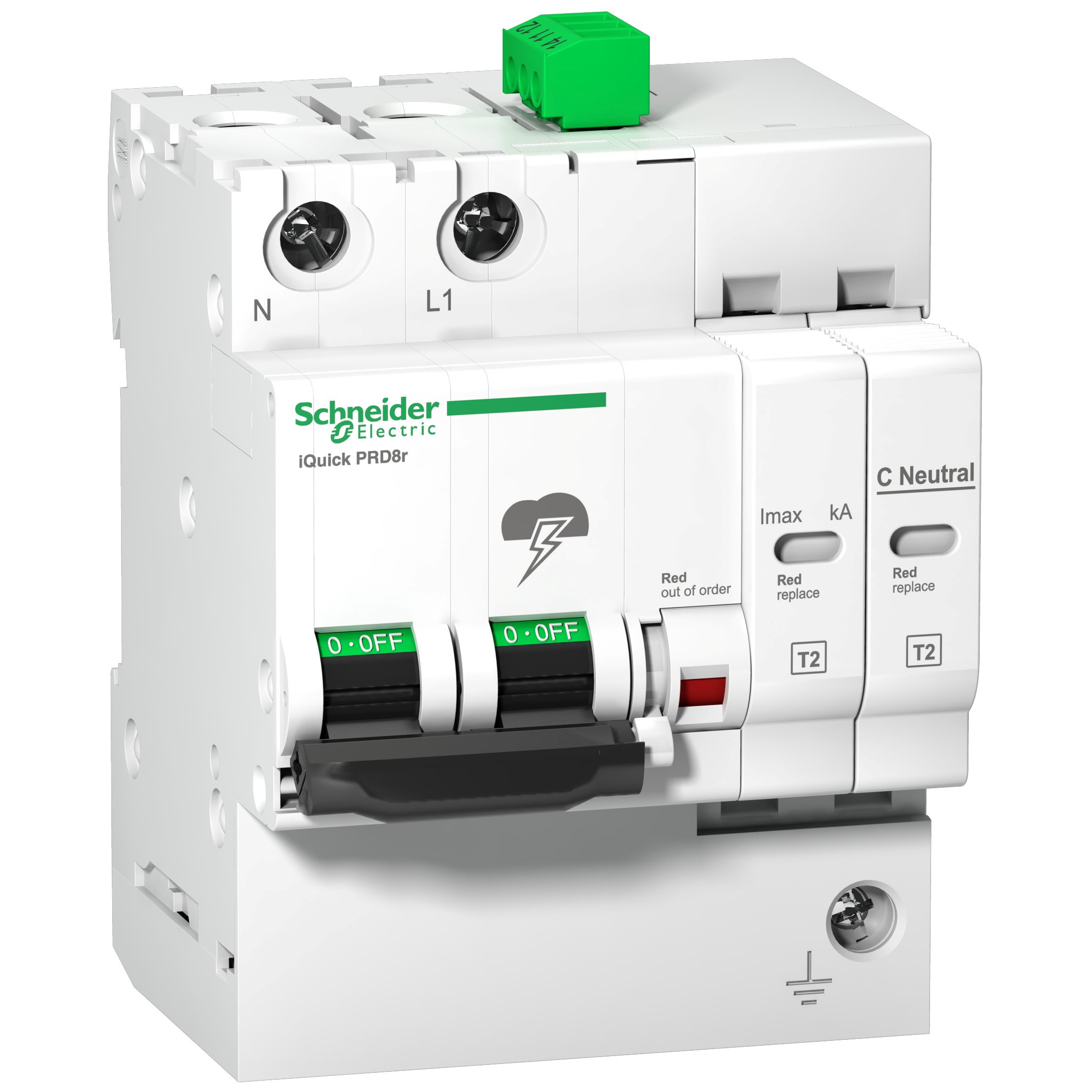 Schneider Electric - Acti9 - Parafoudre iQuick PRD8r - 1P+N avec report de signalisation