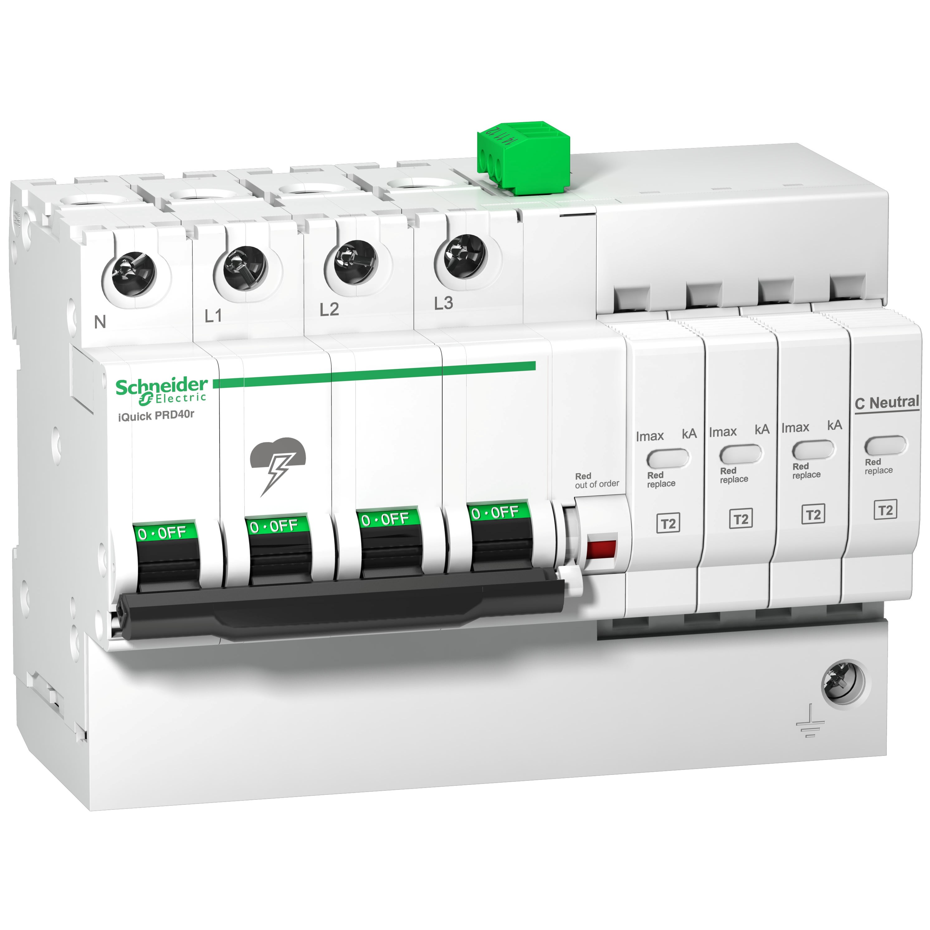 Schneider Electric - Acti9 - Parafoudre iQuick PRD40r - 3P+N avec report de signalisation