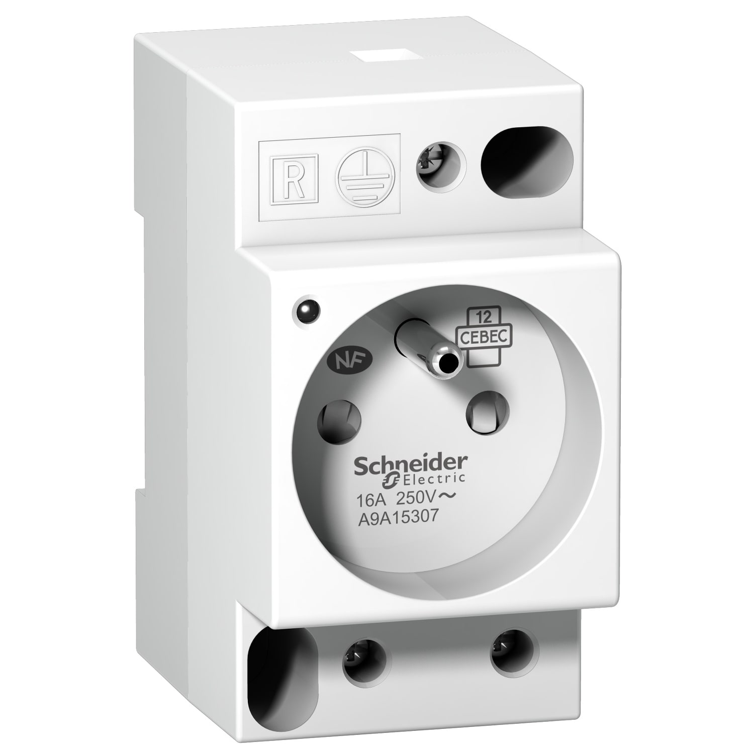 Schneider Electric - Prise de courant modulaire 16A 2P+T avec voyant standard francais 250V
