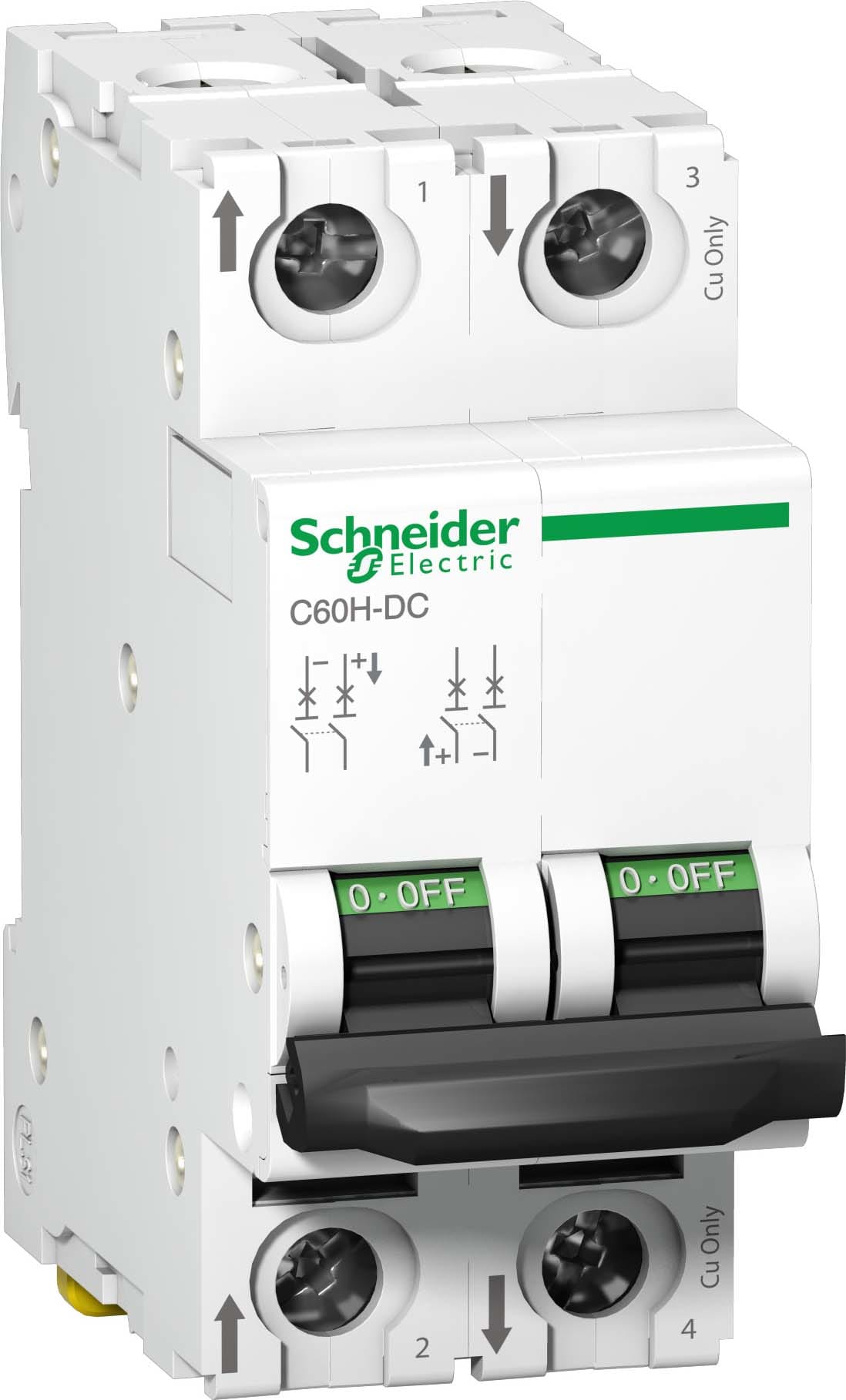 Schneider Electric - Acti9 C60H-DC - Disjoncteur modulaire - 2P - 1A - Courbe C