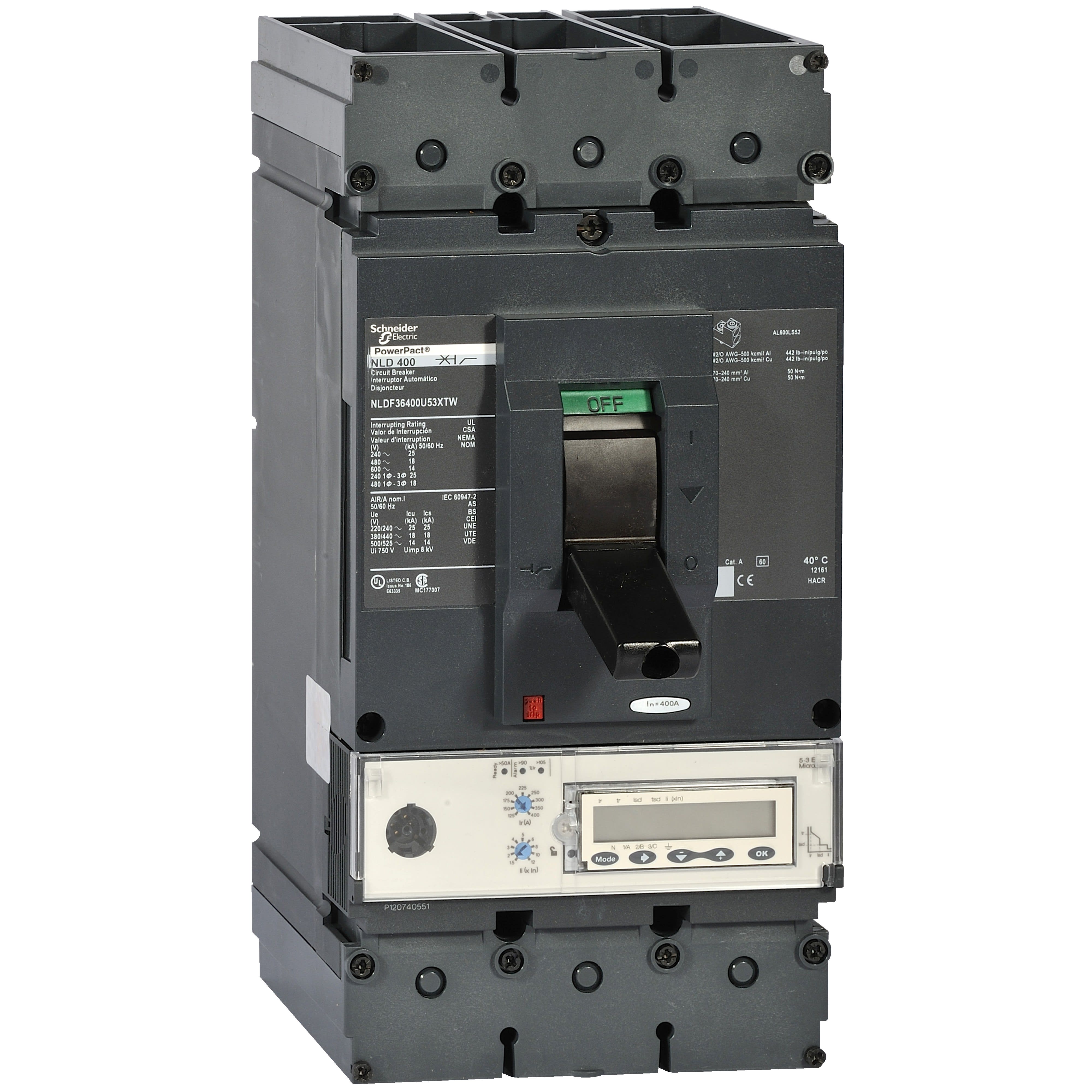 Schneider Electric - PowerPact L - disjoncteur 600A - sans bornes - 100kA Micrologic 5.3E 600A 3P 3d