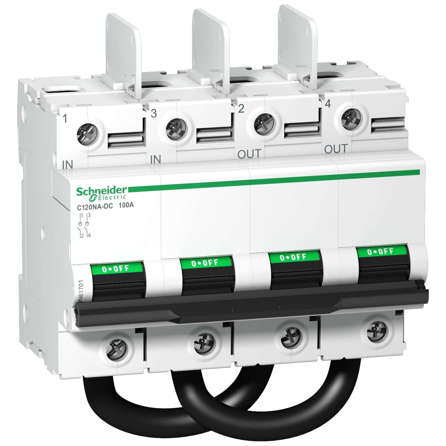 Schneider Electric - C120 NA - interrupteur sectionneur - 100A - 1000Vcc - 2pôles - 12 pas de 9mm