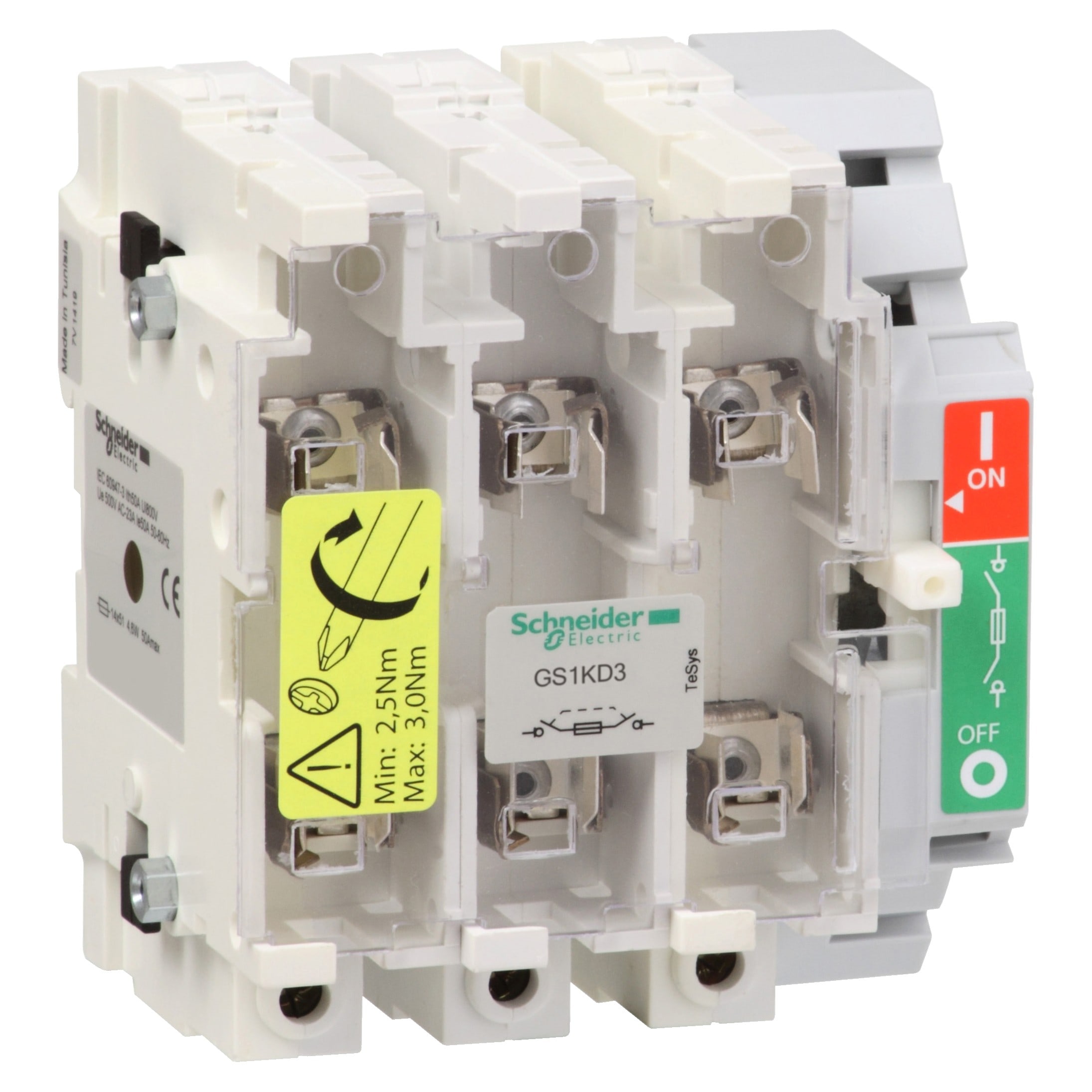 Schneider Electric - TeSys GS1 - bloc de base interrupteur-sectionneur fusible - 3P 3F - NFC - 125A