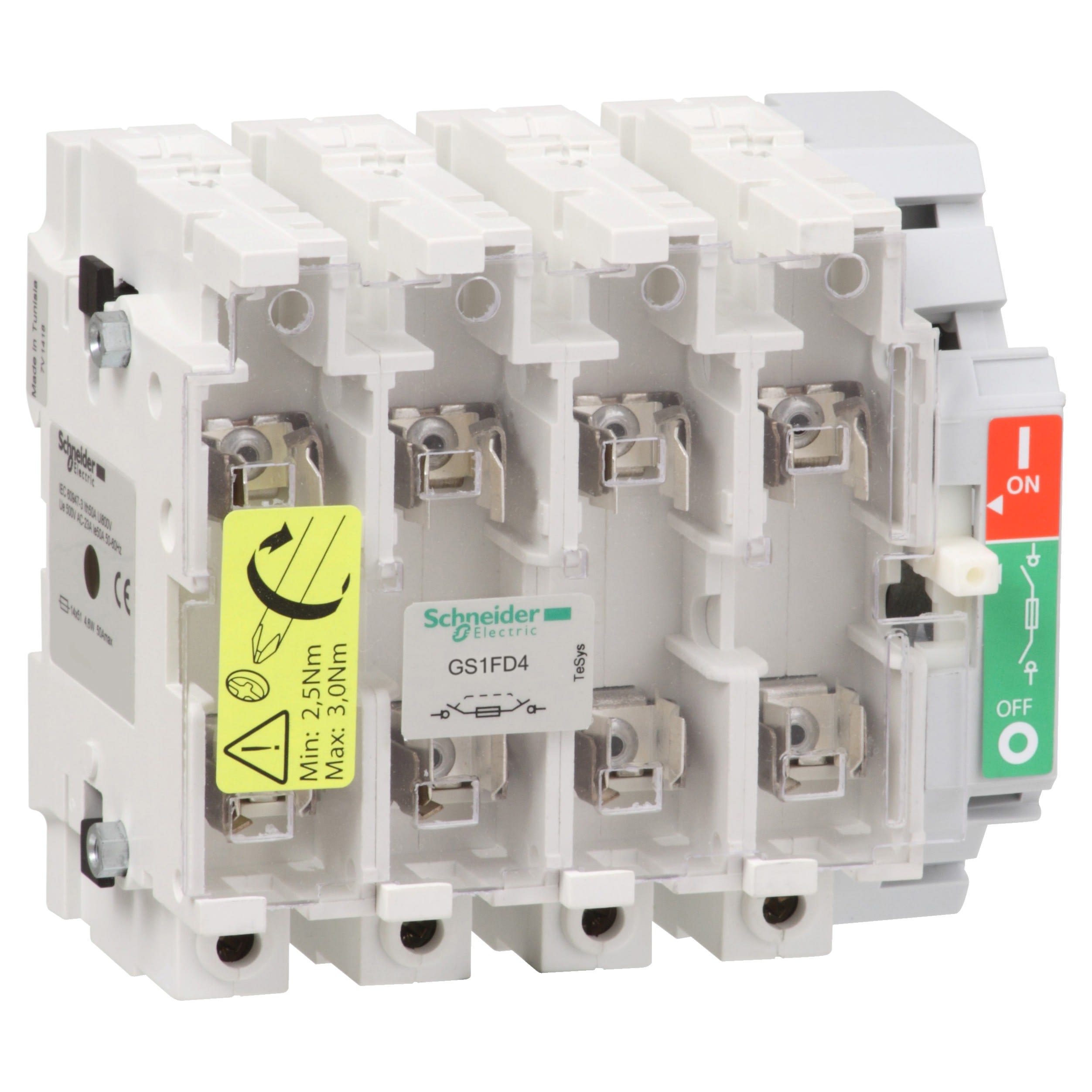 Schneider Electric - TeSys GS1 - bloc de base interrupteur-sectionneur fusible - 4P 4F - NFC - 50A