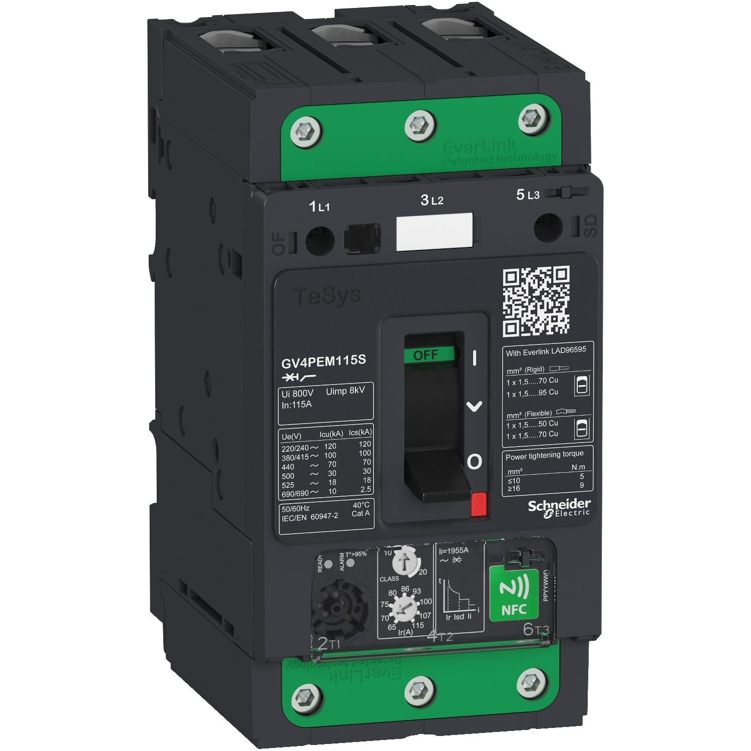 Schneider Electric - TeSys GV - disjoncteur magnéto-thermique - In 80A - 50kA - Everlink