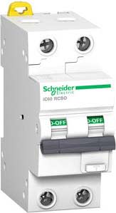 Schneider Electric - Acti9 iC60 RCBO - Disjoncteur diff. 230Vca - 2P 25A 30mA - CrbC 10kA - Type A-SI