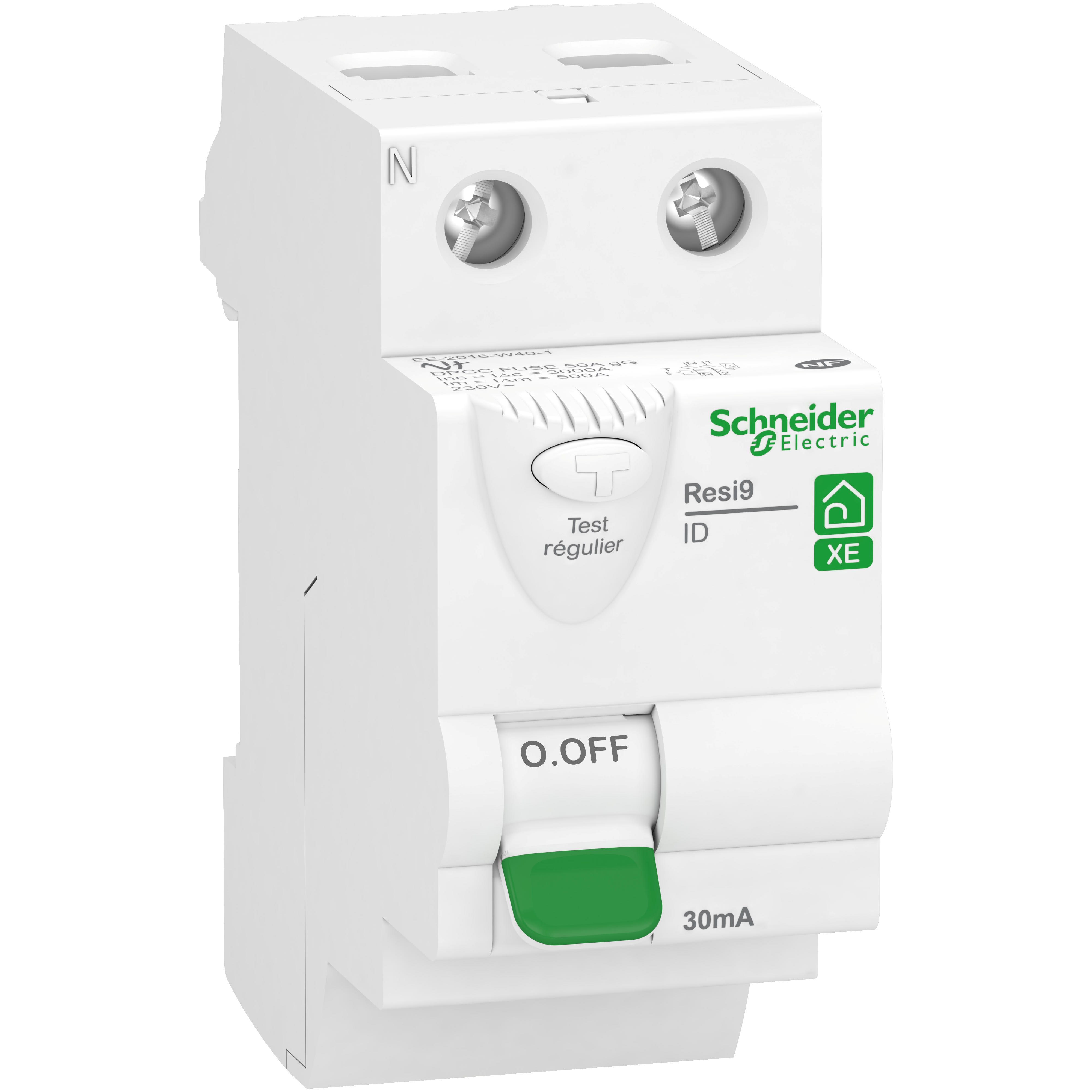 Schneider Electric - Resi9 XE - interrupteur différentiel - 2P - 25A - 30mA - Type AC - embrochable