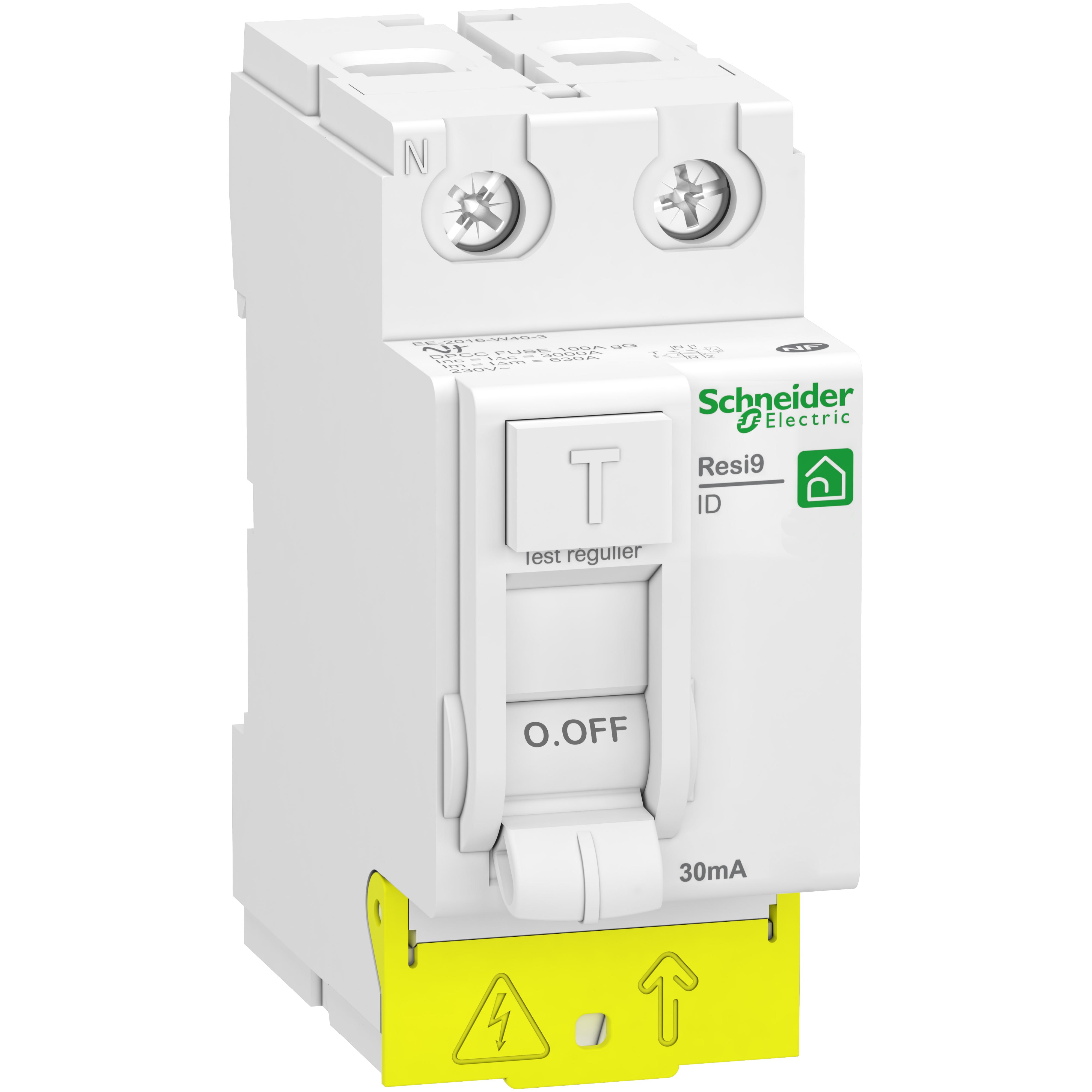 Schneider Electric - Resi9 - inter différentiel - 2P - 25A - 30mA - Type AC - peignable - alim bas