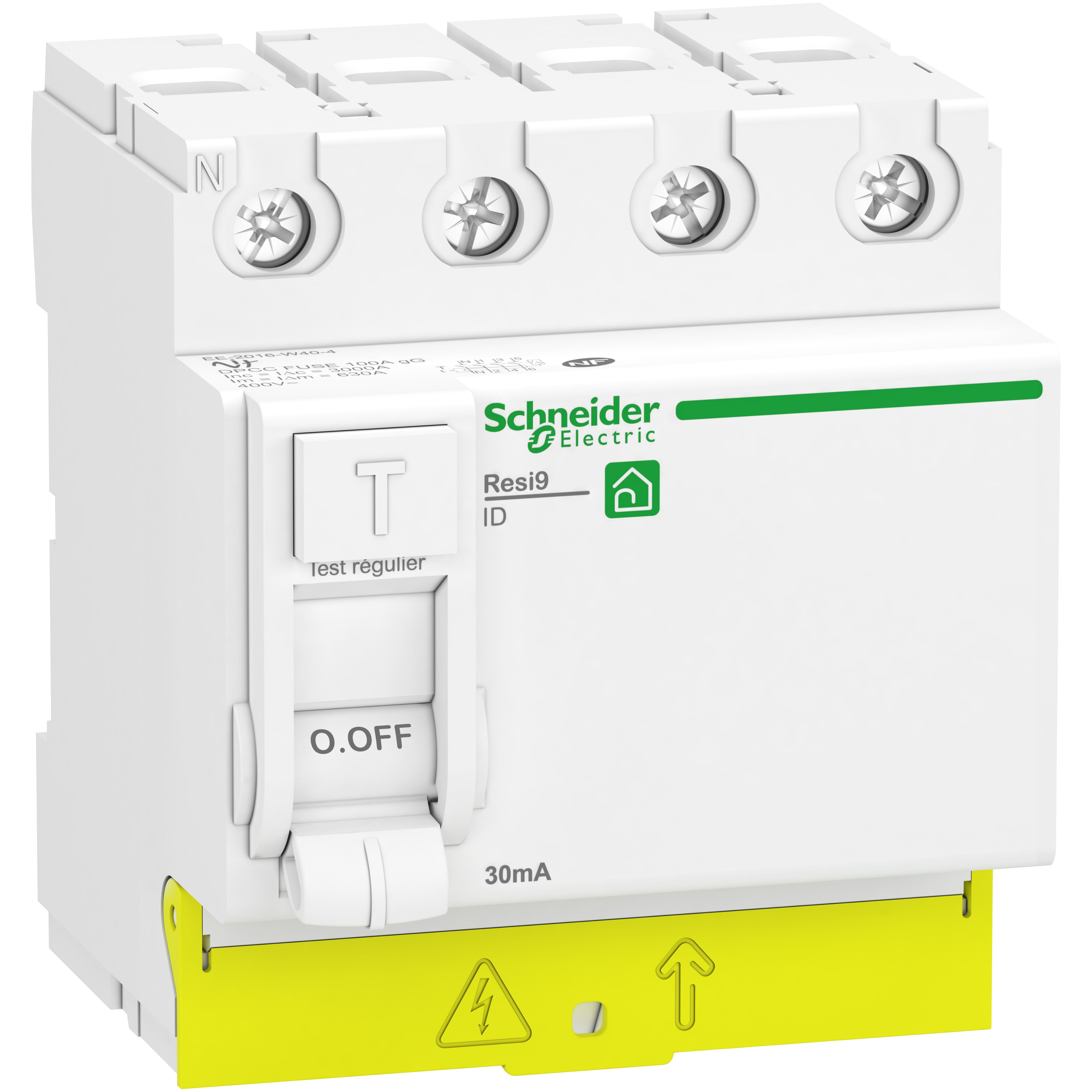 Schneider Electric - Resi9 - interrupteur différentiel - 4P - 63A - 30mA - Type A - peignable