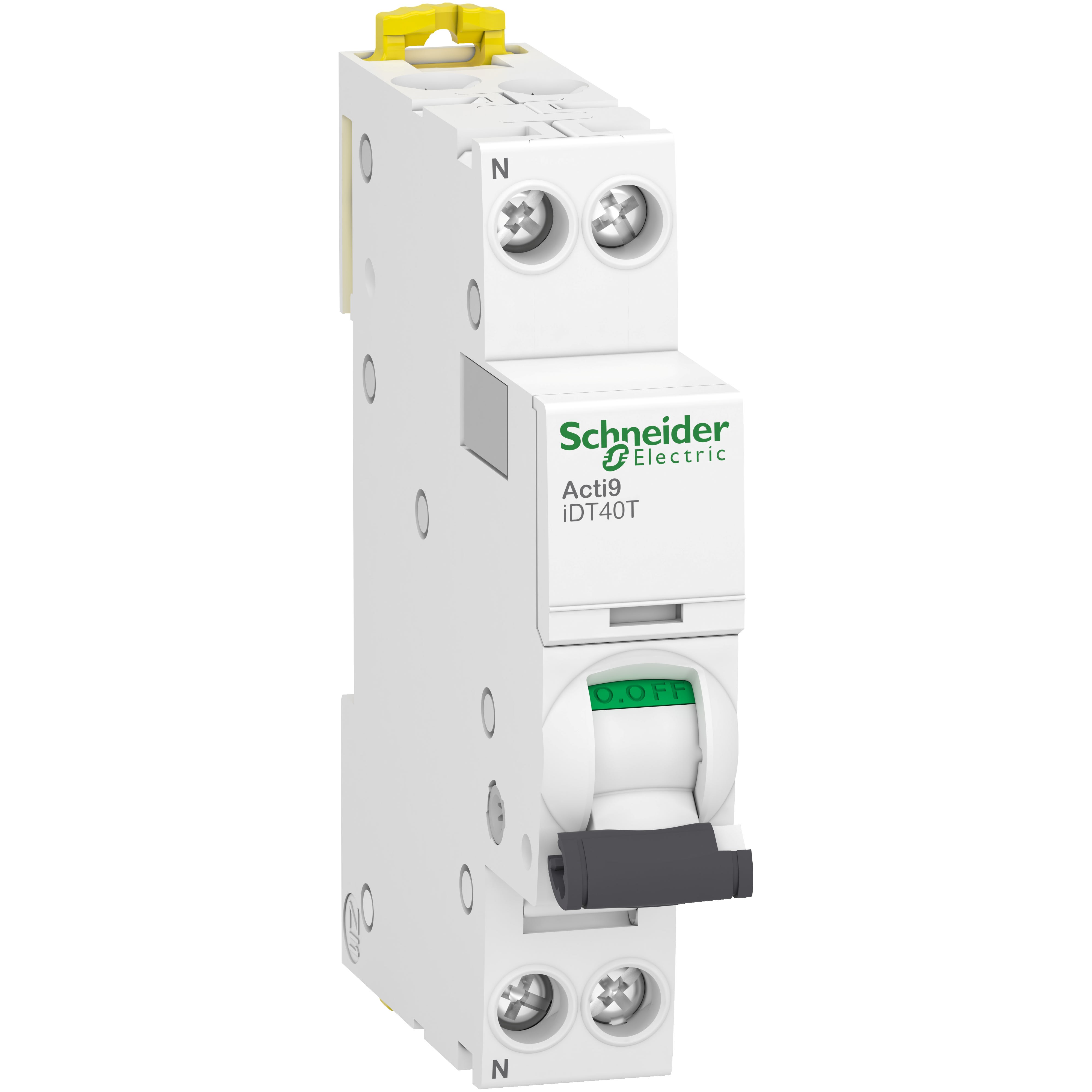 Schneider Electric - Acti9 iDT40T - Disjoncteur modulaire - 1P+N - 40A - Courbe C - 4500A/6kA