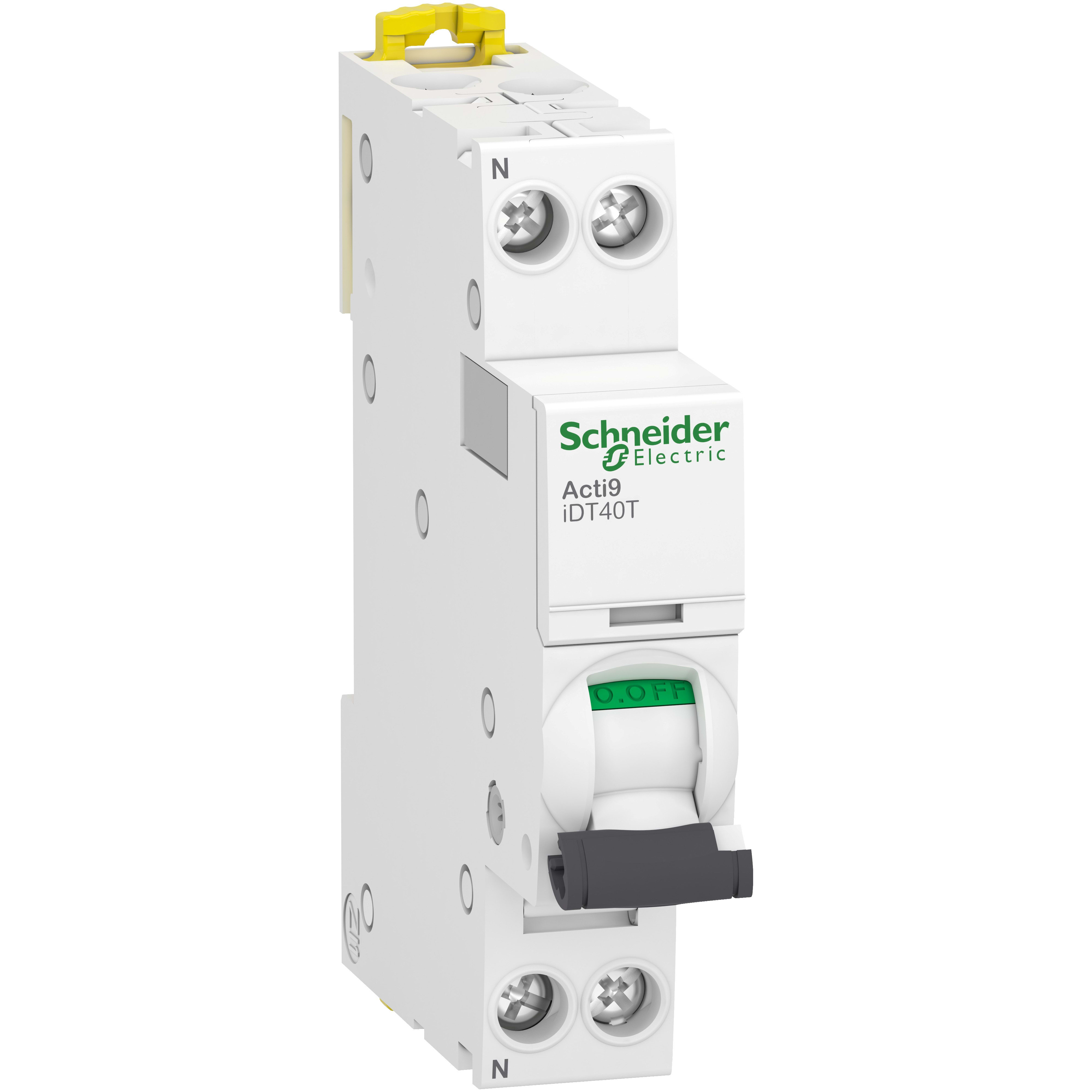 Schneider Electric - Acti9 iDT40T - Disjoncteur modulaire - 1P+N - 40A - Courbe C - 4500A/6kA