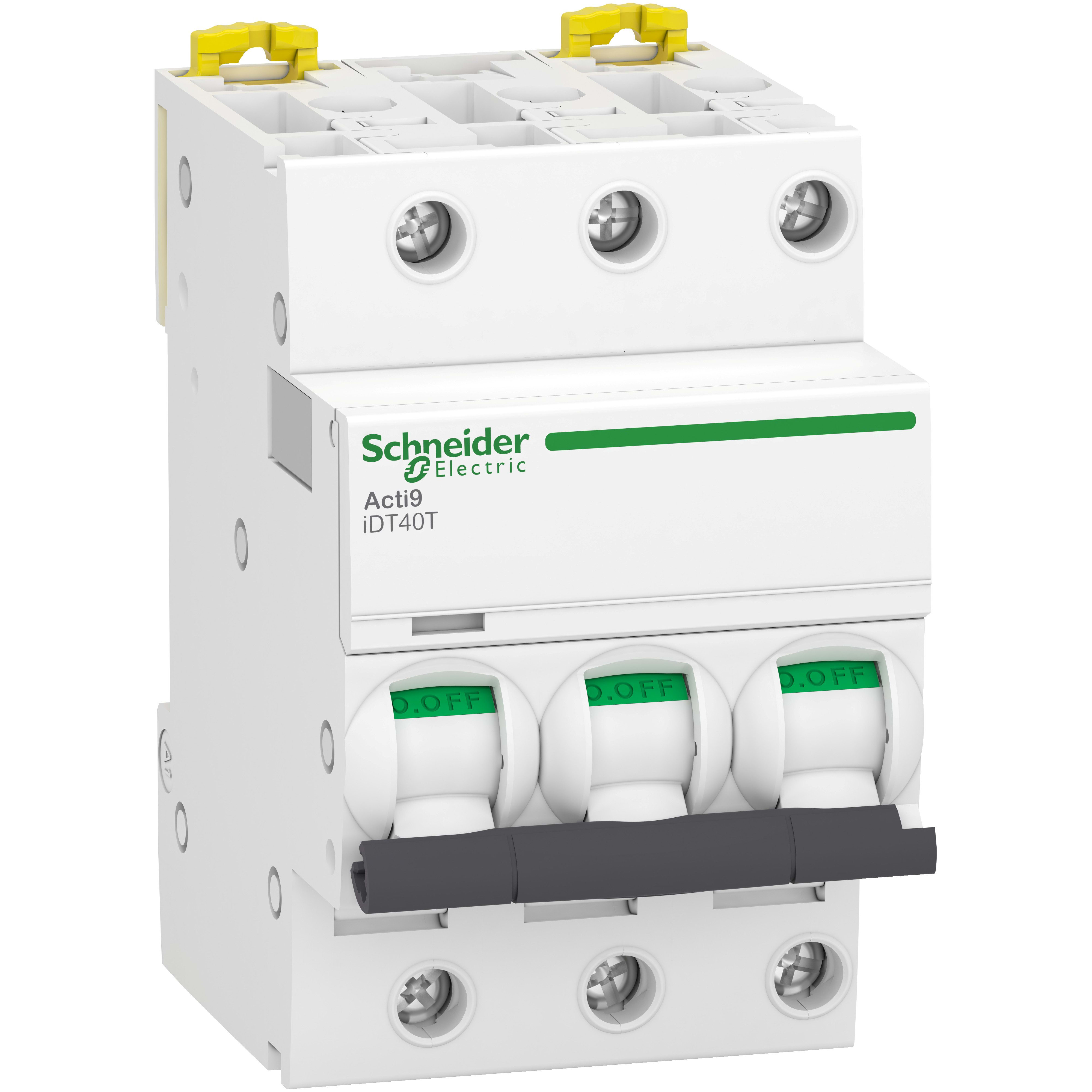 Schneider Electric - Acti9 iDT40T - Disjoncteur modulaire - 3P - 20A - Courbe D - 4500A/6kA