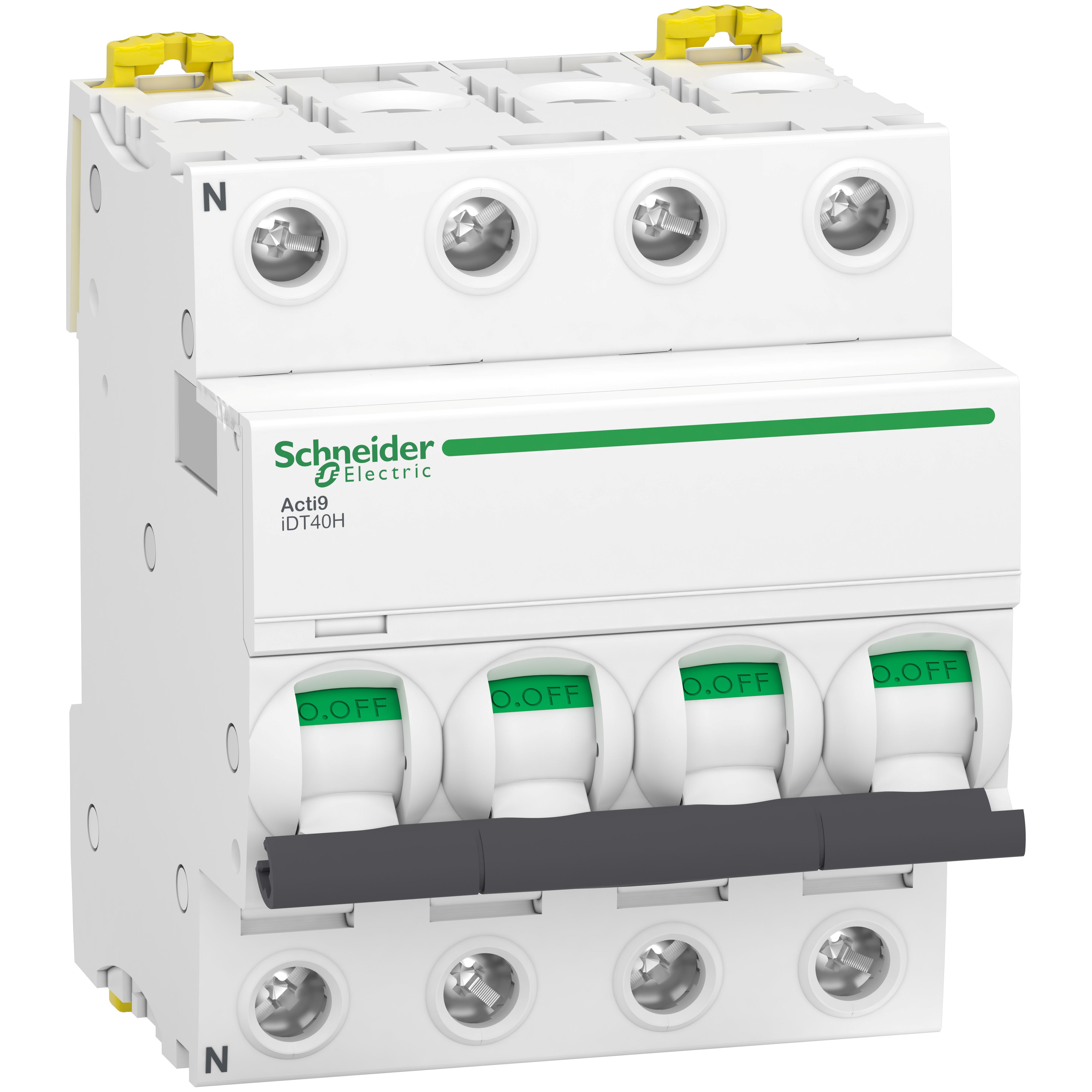 Schneider Electric - Acti9 iDT40H - Disjoncteur modulaire - 4P - 40A - Courbe C - 10000A/15kA