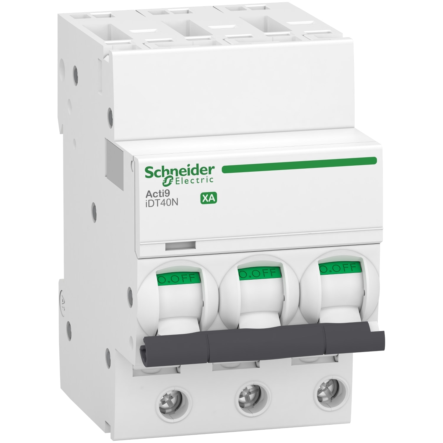 Schneider Electric - Acti9 iDT40N XA - Disjoncteur modulaire - auto/vis - 3P - 10A - C - 6000A/10kA