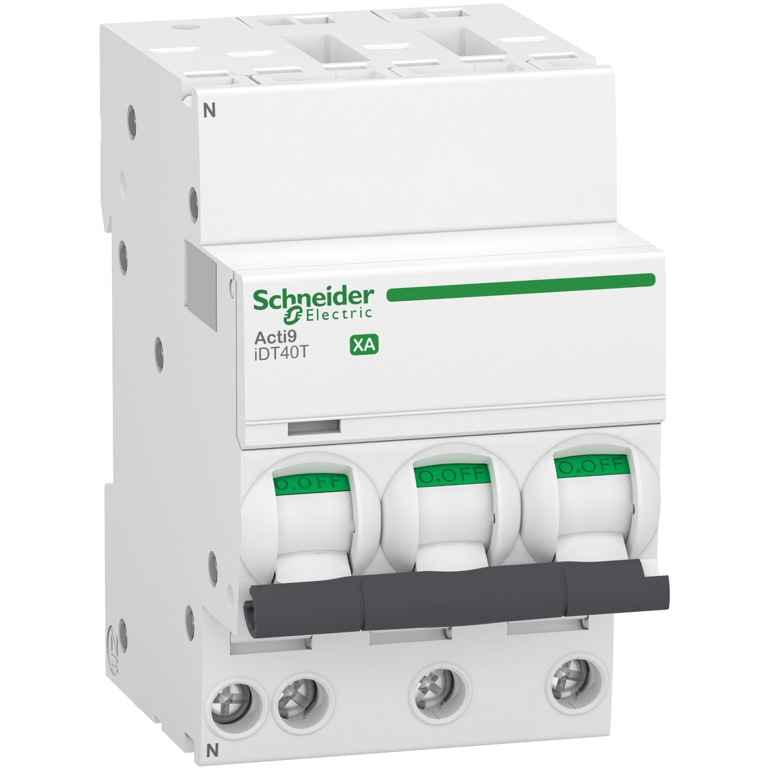 Schneider Electric - Acti9 iDT40T XA - Disjoncteur modulaire - auto-vis - 3P+N - 25A - C - 4500A-6kA