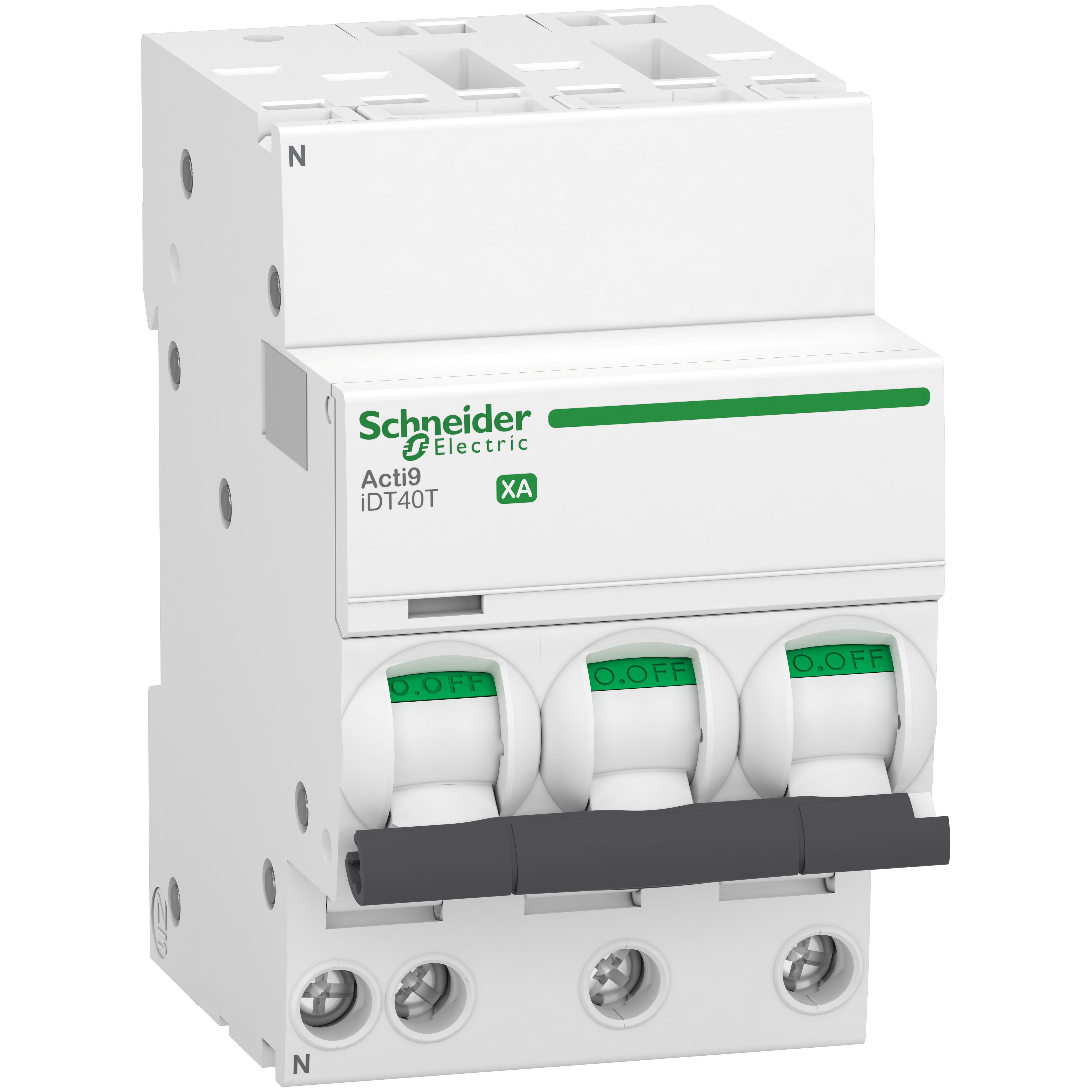 Schneider Electric - Acti9 iDT40T XA - Disjoncteur modulaire - auto/vis - 3P+N - 6A - C - 4500A/6kA