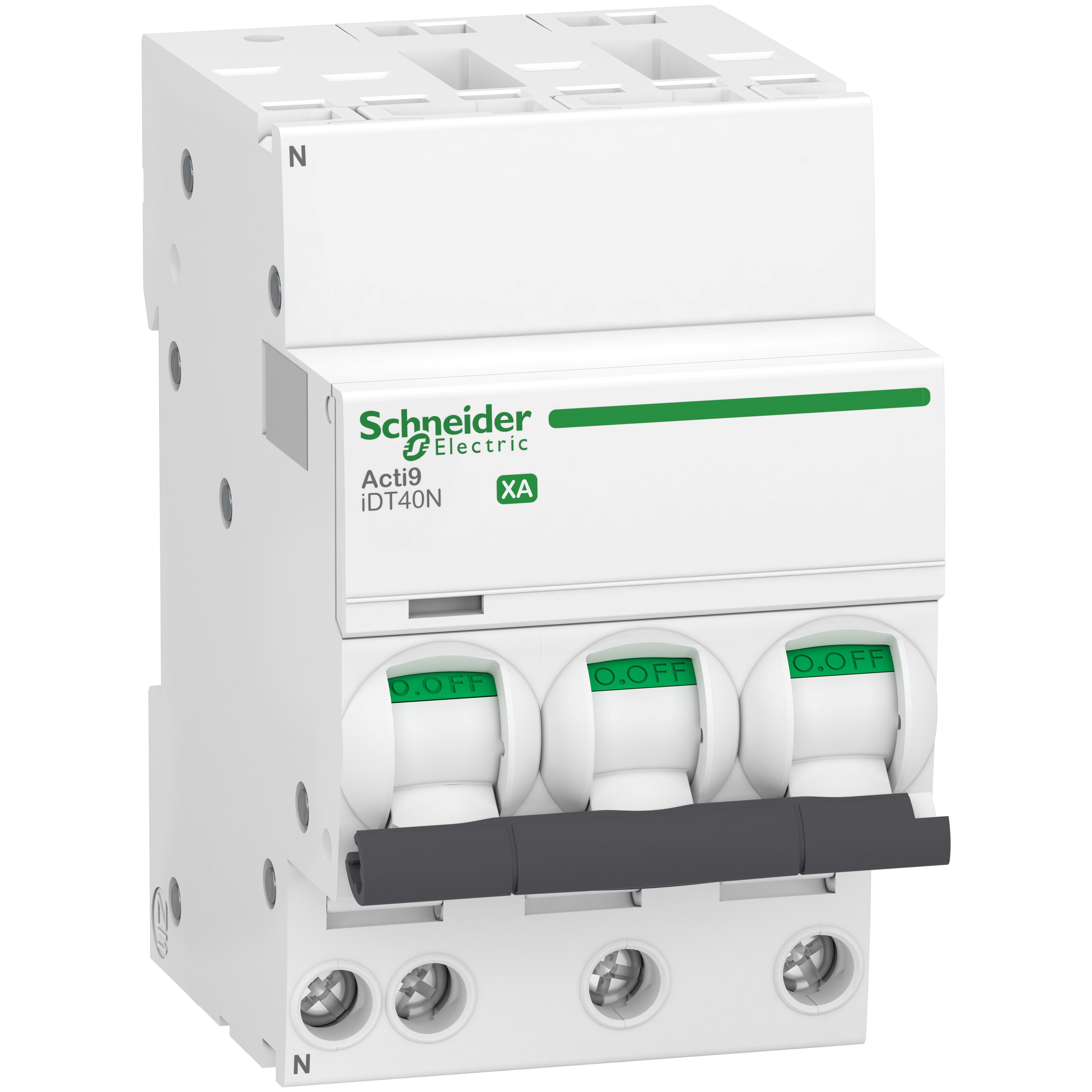 Schneider Electric - Acti9 iDT40N XA - Disjoncteur modulaire - auto/vis - 3P+N - 20A - C - 6000A/10kA