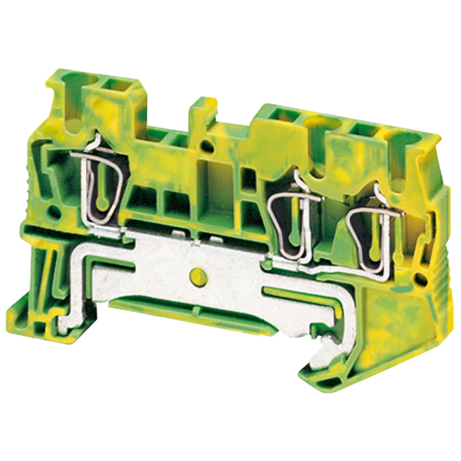 Schneider Electric - Borne à ressort - pour conducteur de protection - 3 points - 2,5mm² - vert/jaune