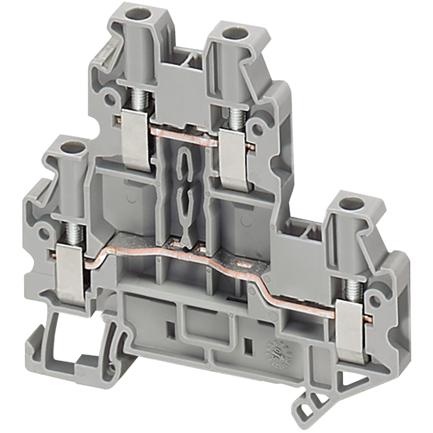 Schneider Electric - Borne à vis - 2 niveaux - passant - 4 points - 2,5mm² - gris