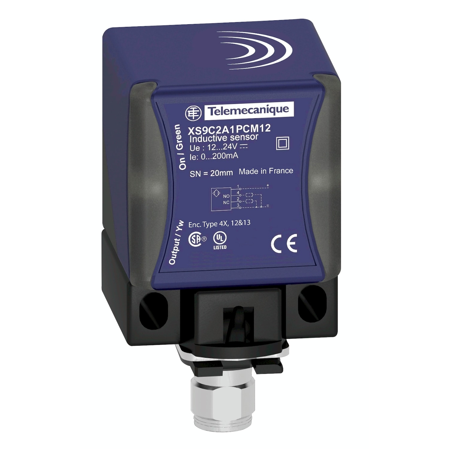 Telemecanique Sensors France - OsiSense XS9 - détecteur inductif - 40x40 - L70mm - PBT - Sn 20 mm - conn. M12