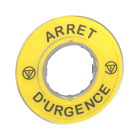 Schneider Electric - Harmony - etiquette circulaire jaune 3D - D60 - Arret Urgence