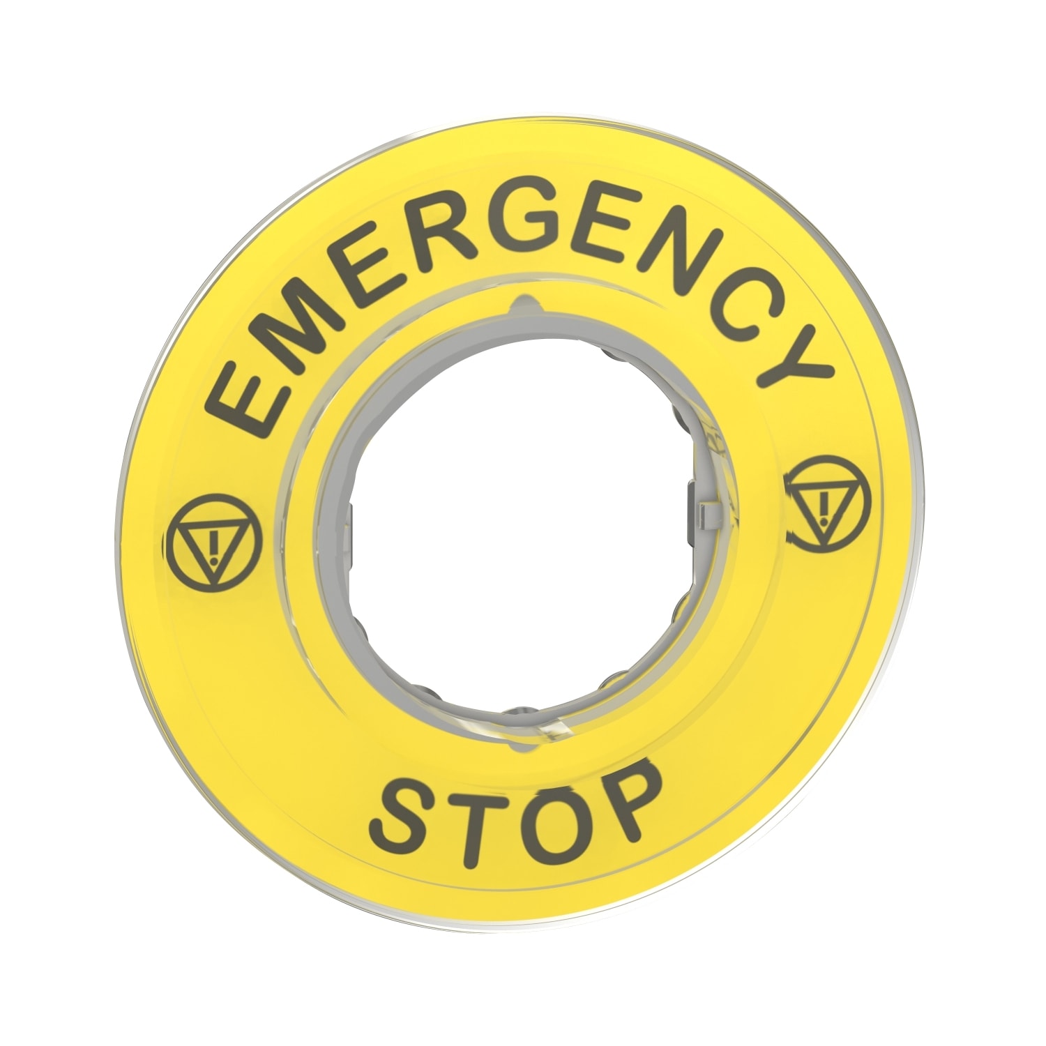 Schneider Electric - Harmony - etiquette circulaire jaune 3D - D60 - Emergency Stop