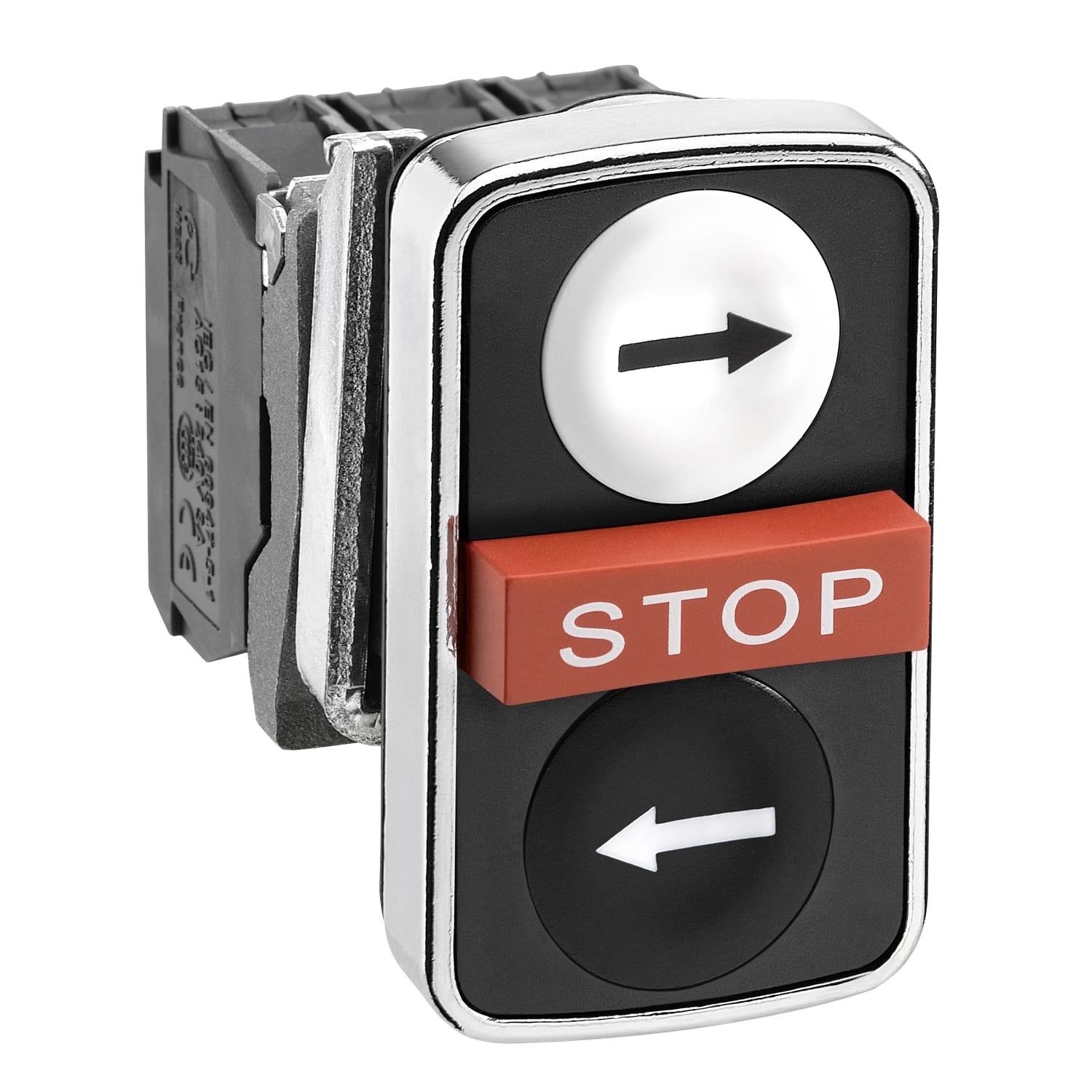 Schneider Electric - Harmony XB4 - bouton 3 touches - Ø22 - blanc/noir/rouge - 1O+2F - vis étrier