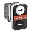 Schneider Electric - Harmony XB4 - bouton 3 touches - Ø22 - blanc/noir/rouge - 1O+2F - vis étrier