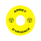 Schneider Electric - Harmony etiquette circulaire D90mm jaune - logo EN13850 - ARRET D'URGENCE