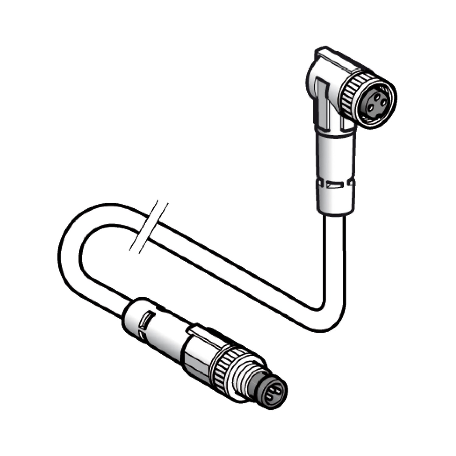 Telemecanique Sensors France - OsiSense XZ - rallonge - mâle M8 3broches droit - fem. M8 3broches coudé - 1m