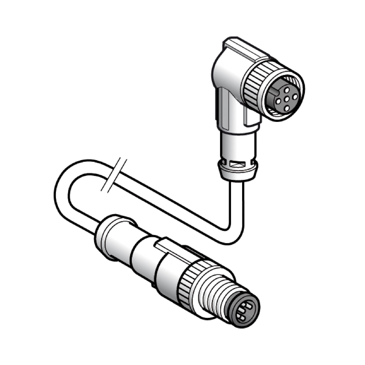 Telemecanique Sensors France - OsiSense XZ - rallonge - mâle M12 5broches droit - fem. M12 5broches coudé - 2m