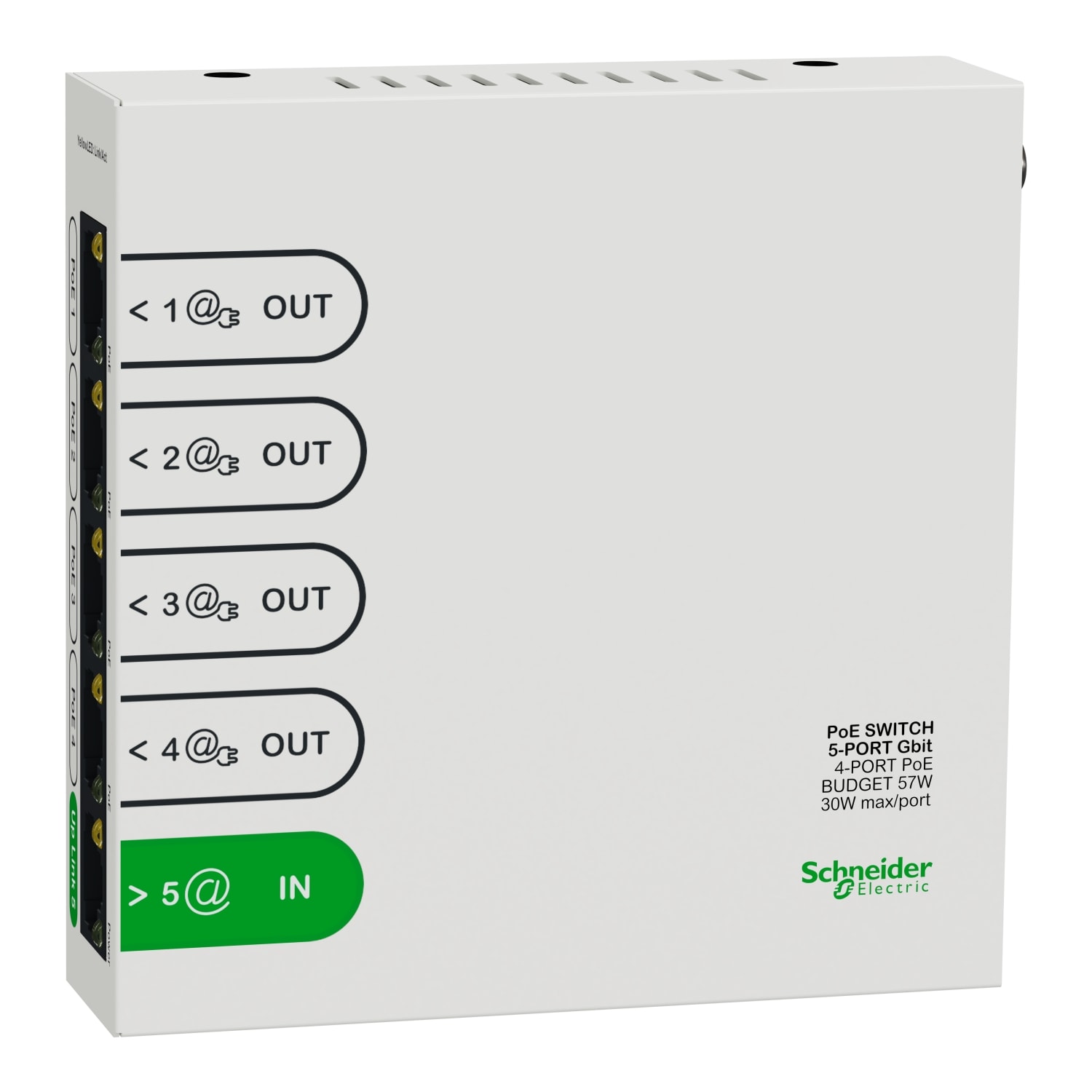 Schneider Electric - Resi9 Switch Ethernet 5 Ports, 4 Ports 1gbit POE 30W max, budget total 57W