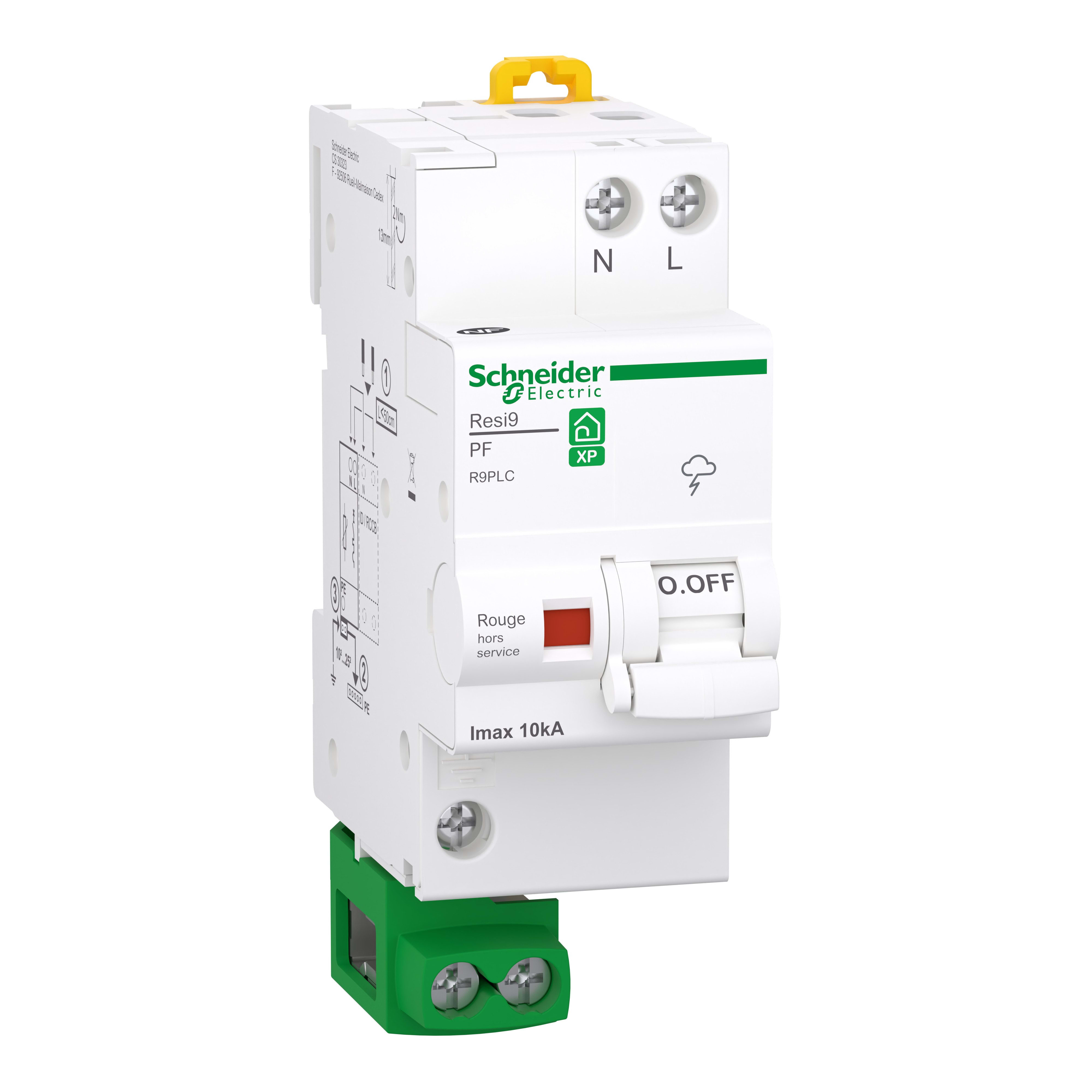 Schneider Electric - Resi9 - parafoudre combi - 10kA - 1P+N avec accessoires
