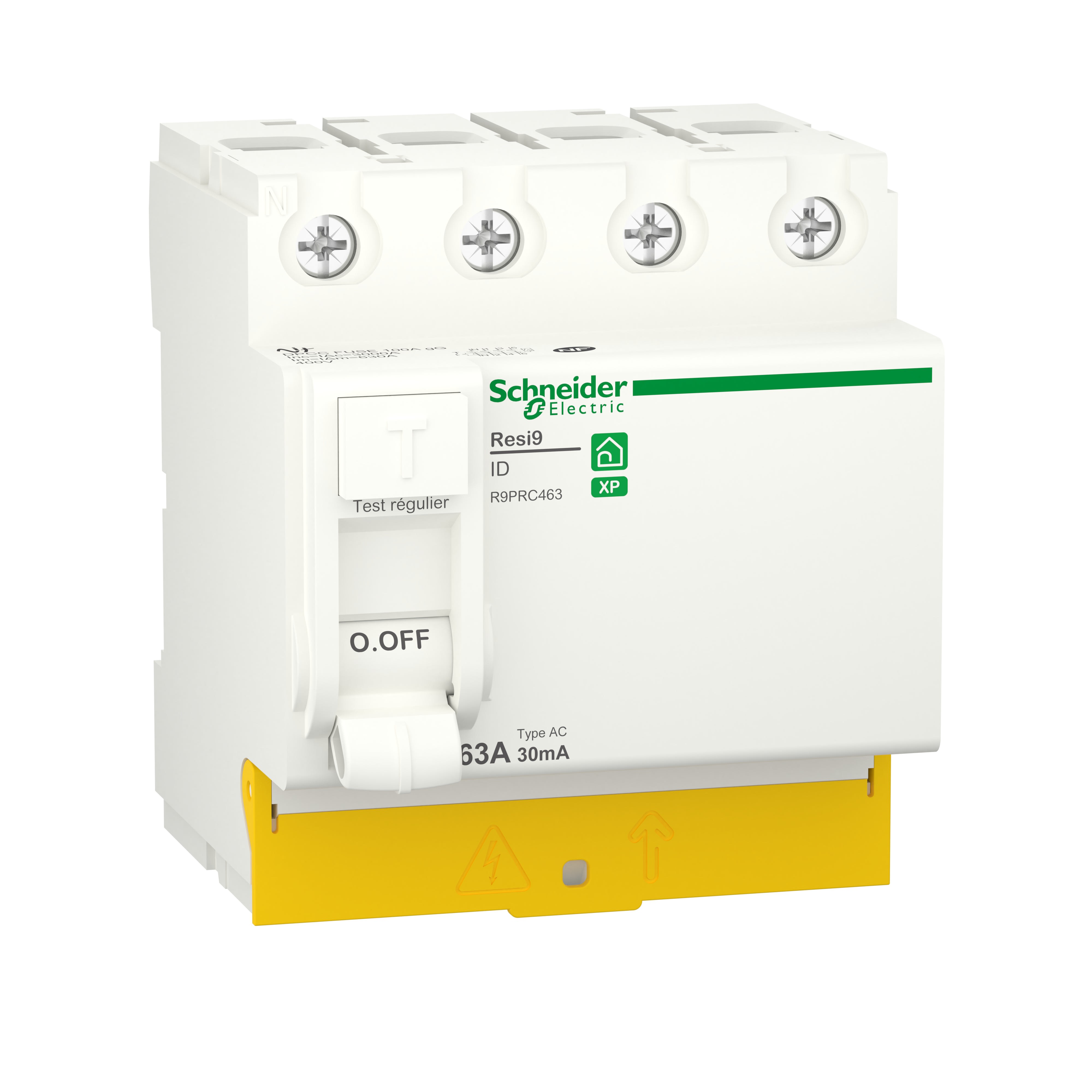 Schneider Electric - Resi9 - interrupteur différentiel - 4P - 63A - 30mA - Type AC - peignable