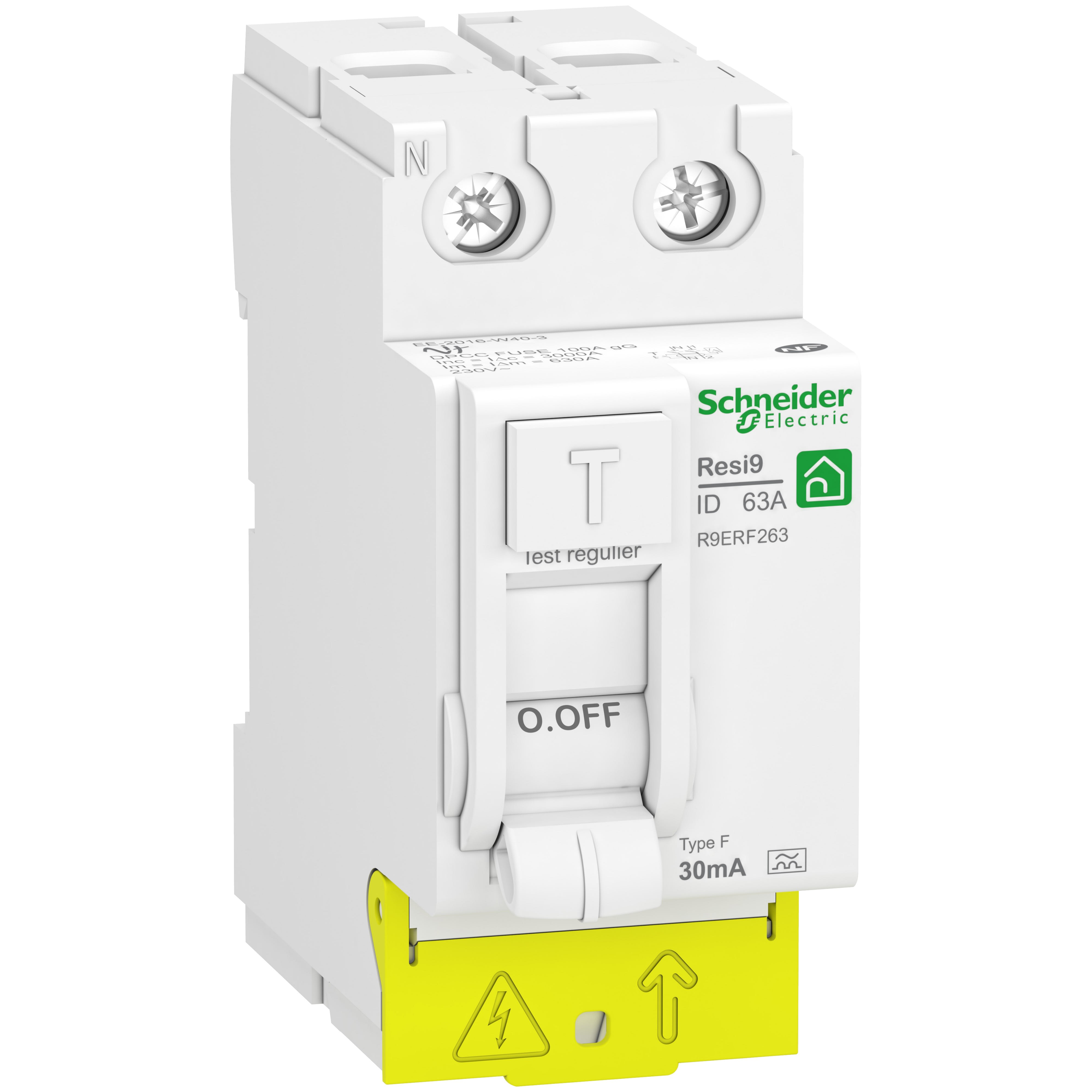 Schneider Electric - RESI9 - interrupteur differentiel - 2P - -63A - 30mA - Type Fsi - peignable