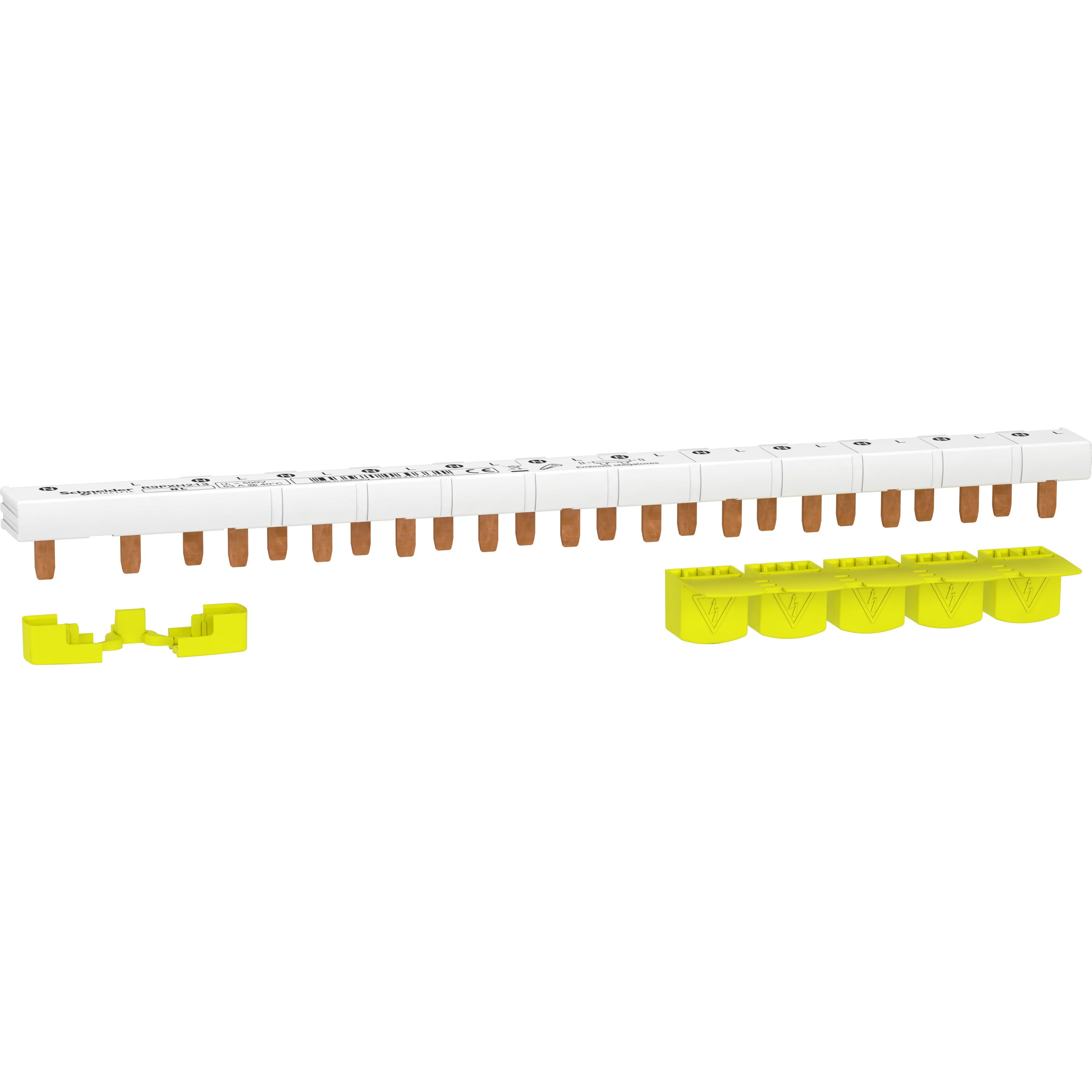 Schneider Electric - Resi9 - peigne monobloc - 1P+N - 63A - 13 modules - cache dents 5M