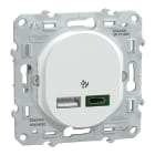 Schneider Electric - Ovalis - Chargeur USB type A 7,5W +C 45W - Forte puissance type C - Blanc