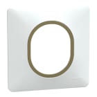 Schneider Electric - Ovalis - Plaque de finition - 1 poste Blanc avec bague effet Laiton
