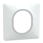 Schneider Electric - Ovalis - Plaque de finition - 1 poste Blanc avec bague effet Argent Chromé