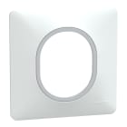 Schneider Electric - Ovalis - plaque de finition - 1 poste blanc avec bague effet argent chrome