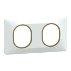 Schneider Electric - Ovalis - Plaque de finition - 2 postes Horizontal - 71mm - Blanc bague Laiton