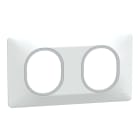 Schneider Electric - Ovalis - Plaque de finition - 2 postes Horiz - 71mm - Blanc bague Argent Chromé