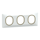 Schneider Electric - Ovalis - Plaque de finition - 3 postes Horizontal - 71mm - Blanc bague Laiton