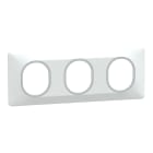 Schneider Electric - Ovalis - Plaque de finition - 3 postes Horiz - 71mm - Blanc bague Argent Chromé