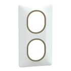 Schneider Electric - Ovalis - Plaque de finition - 2 postes Vertical - 71mm - Blanc bague Laiton