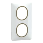 Schneider Electric - Ovalis - Plaque de finition - 2 postes Vertical - 71mm - Blanc bague Laiton