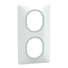 Schneider Electric - Ovalis - Plaque de finition - 2 postes Vertic - 71mm - Blanc bague Argent Chromé