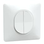 Schneider Electric - Ovalis - double va et vient - 10AX - Blanc - griffes montées - avec plaque