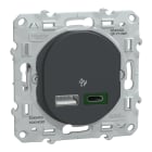 Schneider Electric - Ovalis - Chargeur USB type A 7,5W +C 45W - Forte puissance type C - Anthracite